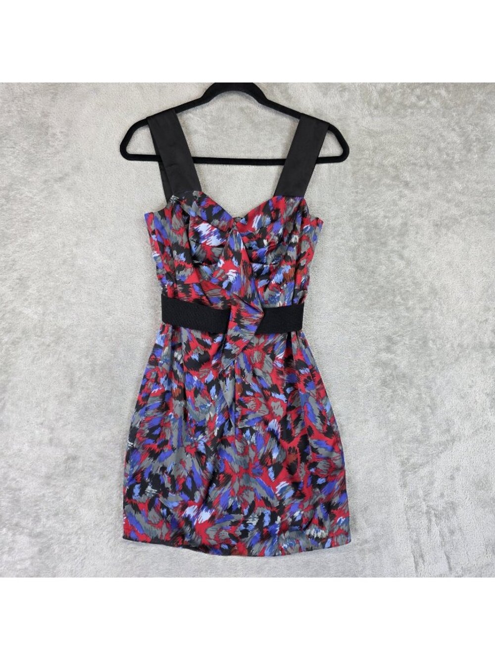 BCBGeneration Dress Womens XS Red Animal Print Sweetheart Sheath Mini Party